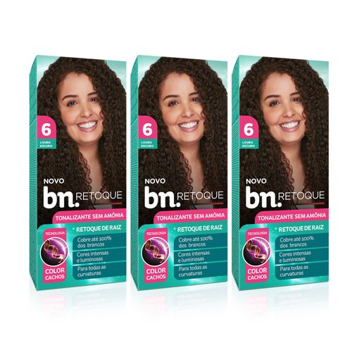 Kit Tonalizante Louro Escuro 6.0 Sem Amônia 90g (3 itens) | bn.Cachos Kit Tonalizante Louro Escuro 6.0 Sem Amônia 90g (3 itens) | bn.Cachos